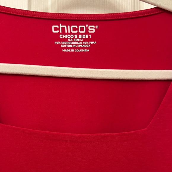 Chico's Bold Red Long Sleeve Tee Size 1 - Picture 3 of 8